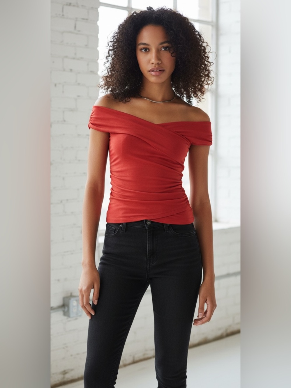 Topshop Bardot Wrap Top Red 8–10 NWT Off Shoulder Wrap Date Night Style